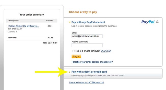 Paypal paying without account